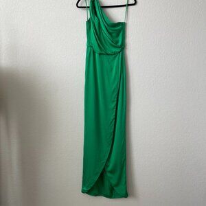 Silk Satin One Shoulder Asymmetric Dress